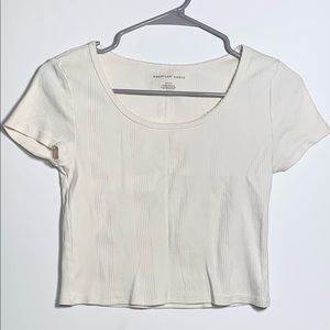 AE Cream Short Sleeved Crop Top